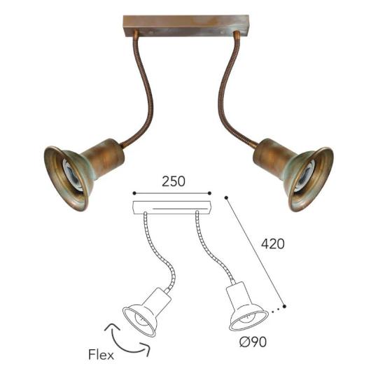 vintage rez hajlithato allithato mennyezeti felxibilis spot lampa rusztikus vilagitas konyha nappali moretti luce forgathato antikolt paraszthaz videki patinas.jpg